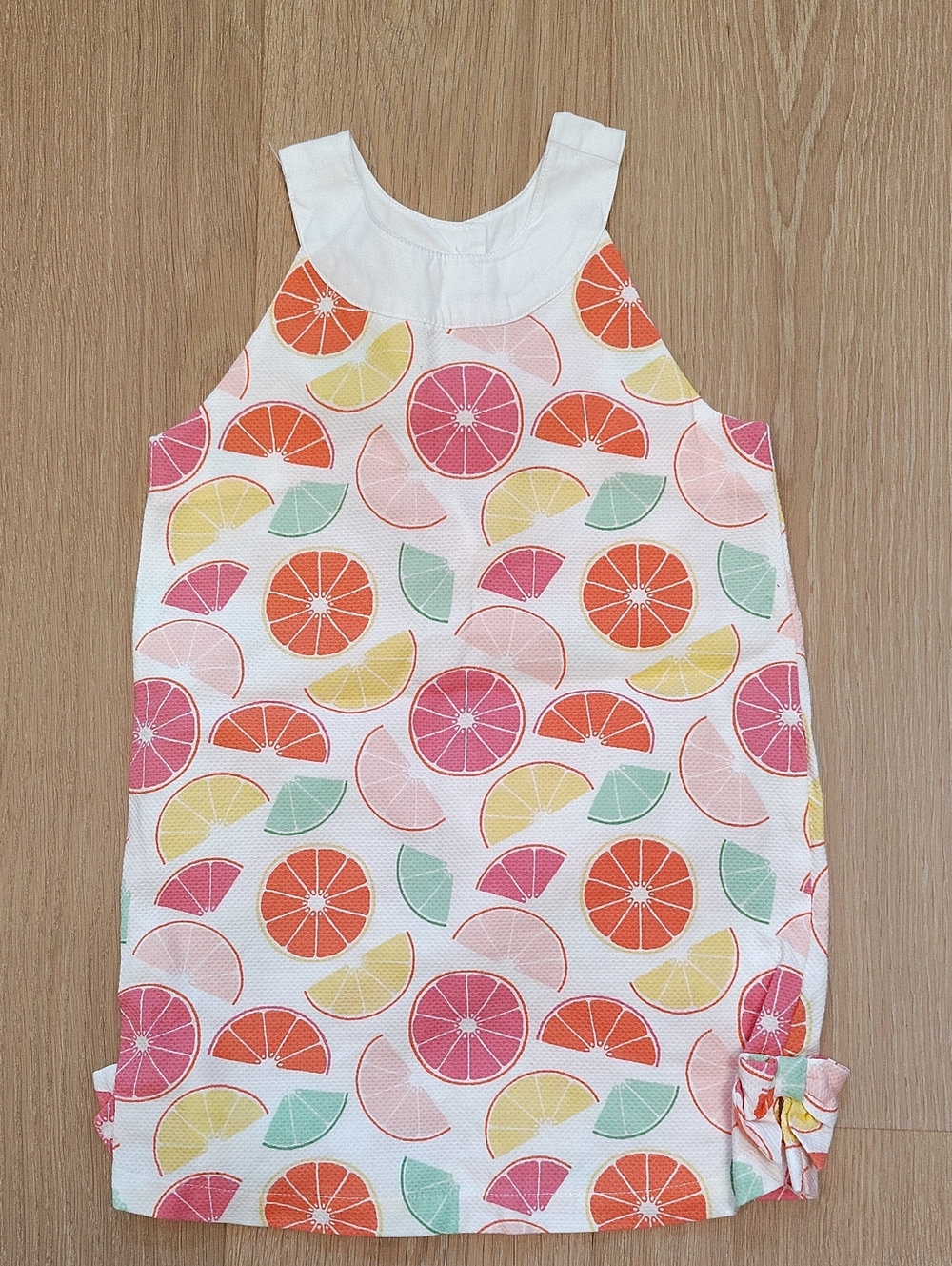 Gymboree White Dress with Orange, Pink, Yellow & Mint Citrus Print